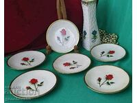 Set of saucers, "Rose" BAVARIA gold edging