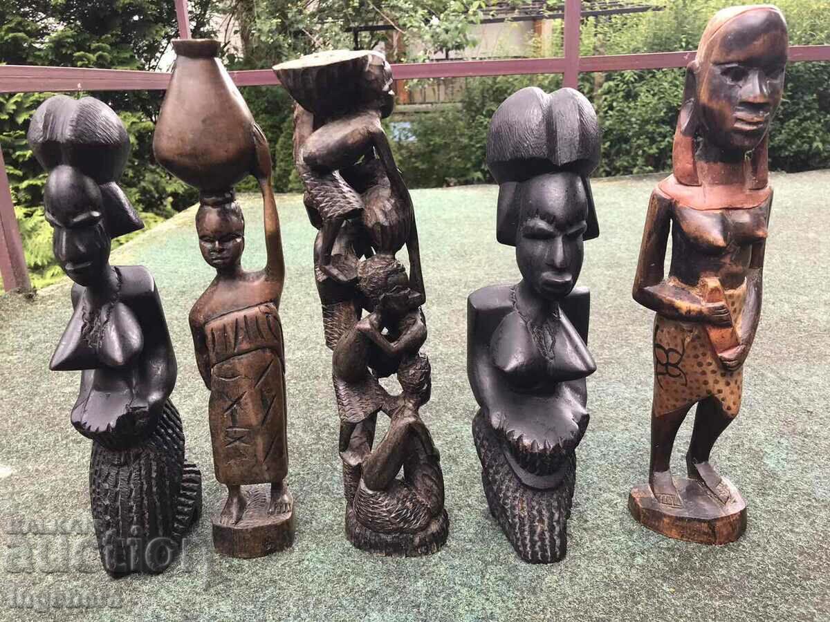 FIGURE WOOD PLASTIC CARVING STATUETTE SCULPTURE EBONY - 7 FIGURE WOOD PLASTIC CARVING STATUETTE SCULPTURE EBONY - 7