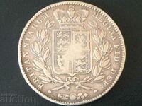 Великобритания 1 корона 1845 младата кралица Виктория сребро