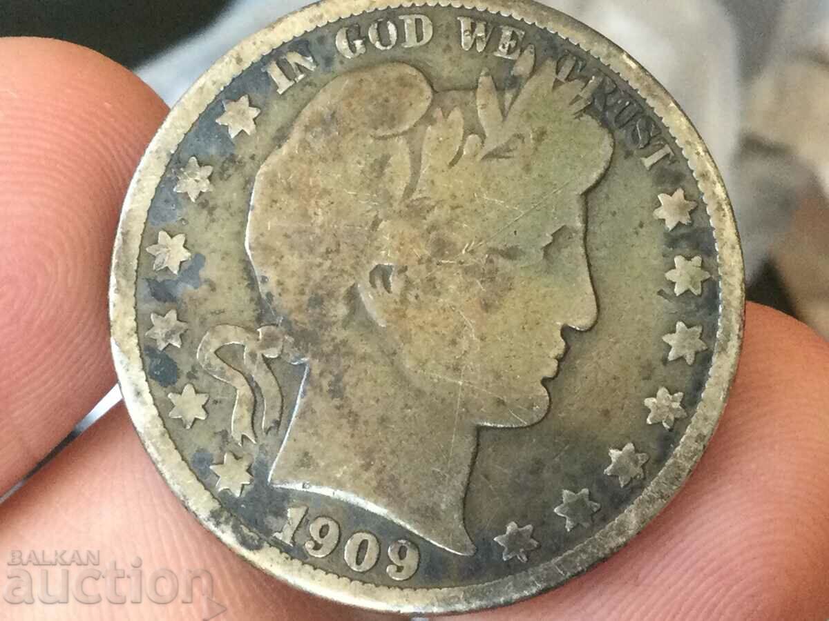 ΗΠΑ Αμερική 1/2 Δολάριο 1909 S San Francisco Silver Coin με τιμή 90.00 BGN | € 46.02 ΗΠΑ Αμερική 1/2 Δολάριο 1909 S San Francisco Silver Coin με τιμή 90.00 BGN | € 46.02