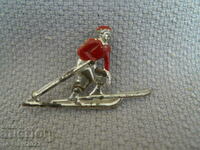 Kingdom of Bulgaria - old metal badge - skier, ski