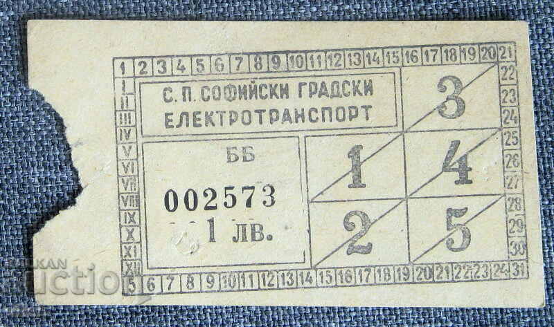 стар билет градски транспорт София 1 лев