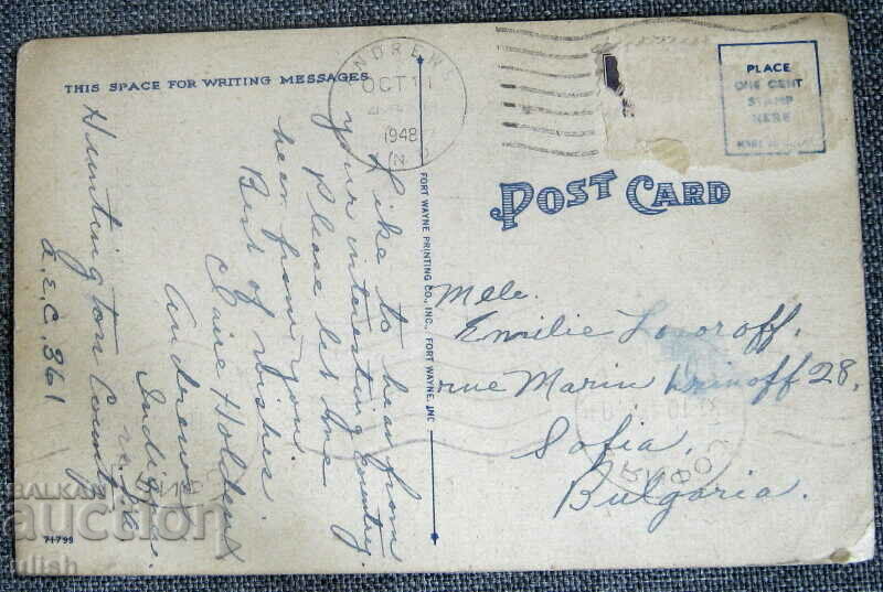 1948 Fort Wayne Indiana USA PK postcard with price 10.00 BGN | € 5.11 1948 Fort Wayne Indiana USA PK postcard with price 10.00 BGN | € 5.11