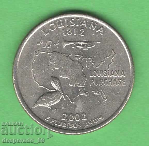 (¯`'•.¸   25 цента 2002 P  САЩ (Louisiana)   ¸.•'´¯)