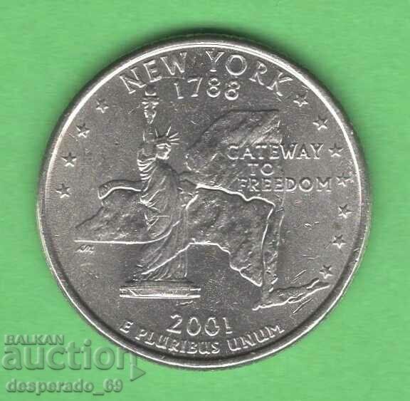 (¯`'•.¸ 25 cents 2001 P USA (New York) ¸.•'´¯)