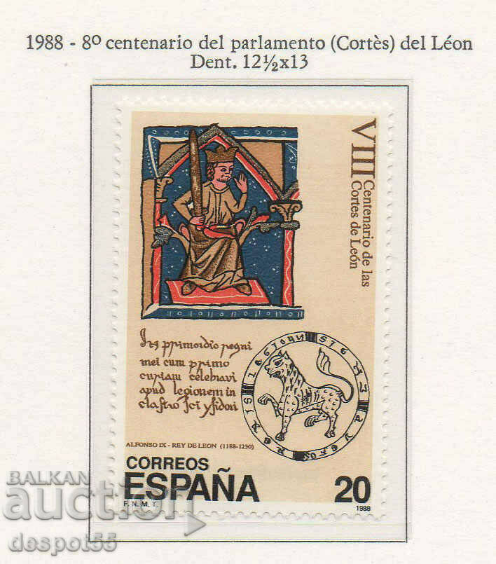 1988. Spain. The formation of the Parliament of the Kingdom of Leon.