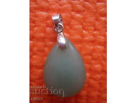 Pandantiv - piatra naturala, verde-laptos.