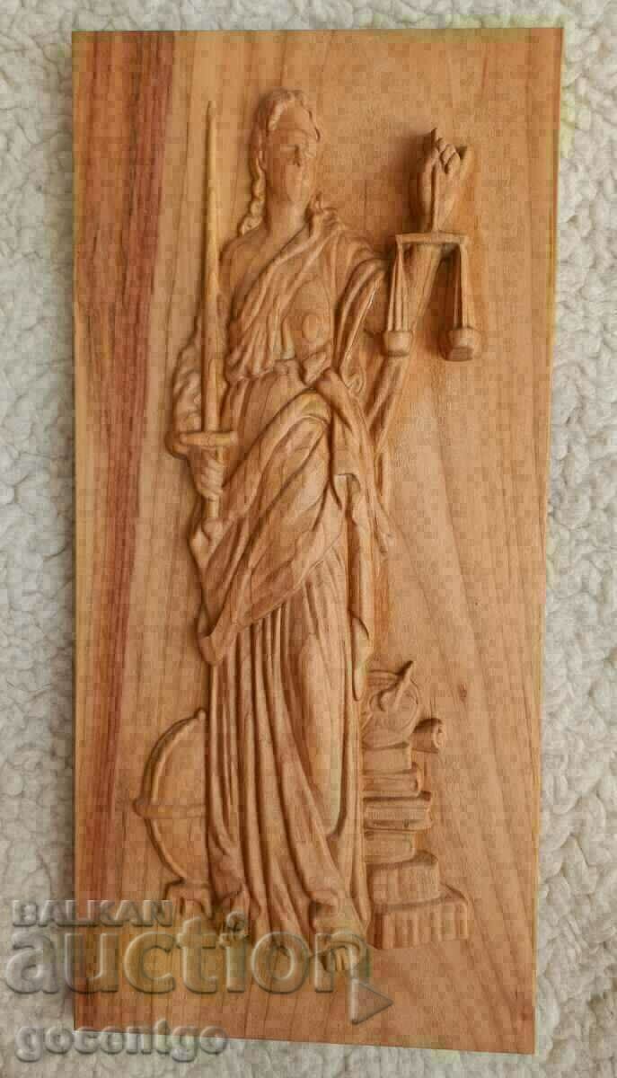 THEMIS WOOD CARVING