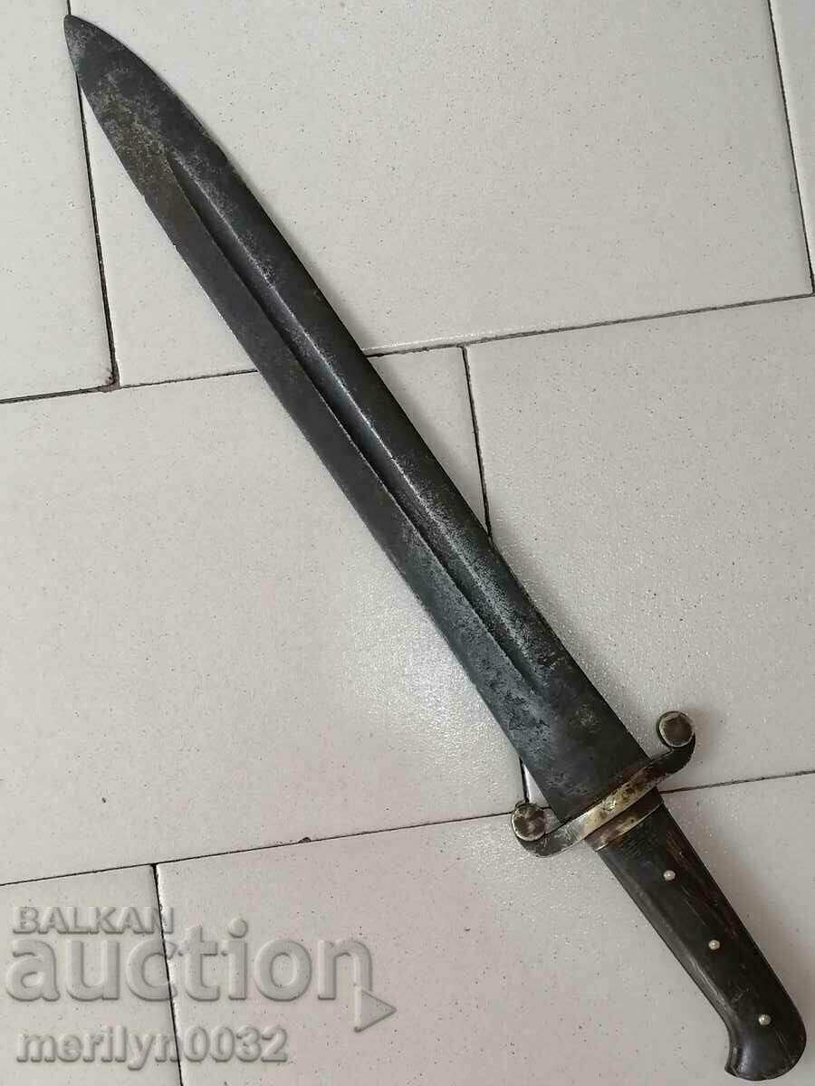 Ottoman cleaver saber scythe knife bayonet blade scabbard horn dagger - 6