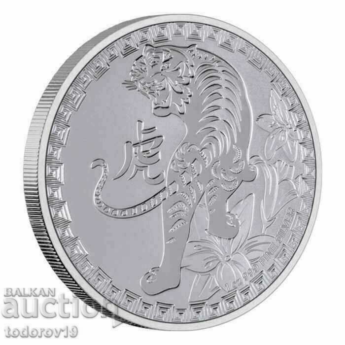 Silver 1 oz Tiger - sharp. Niue 2022