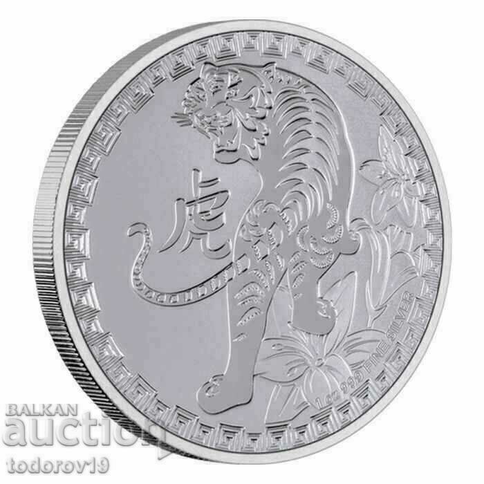 Silver 1 oz Tiger - sharp. Niue 2022 Silver 1 oz Tiger - sharp. Niue 2022