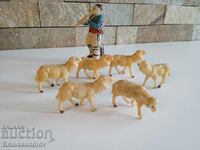 Old Bulgarian figurines of a shepherd with sheep