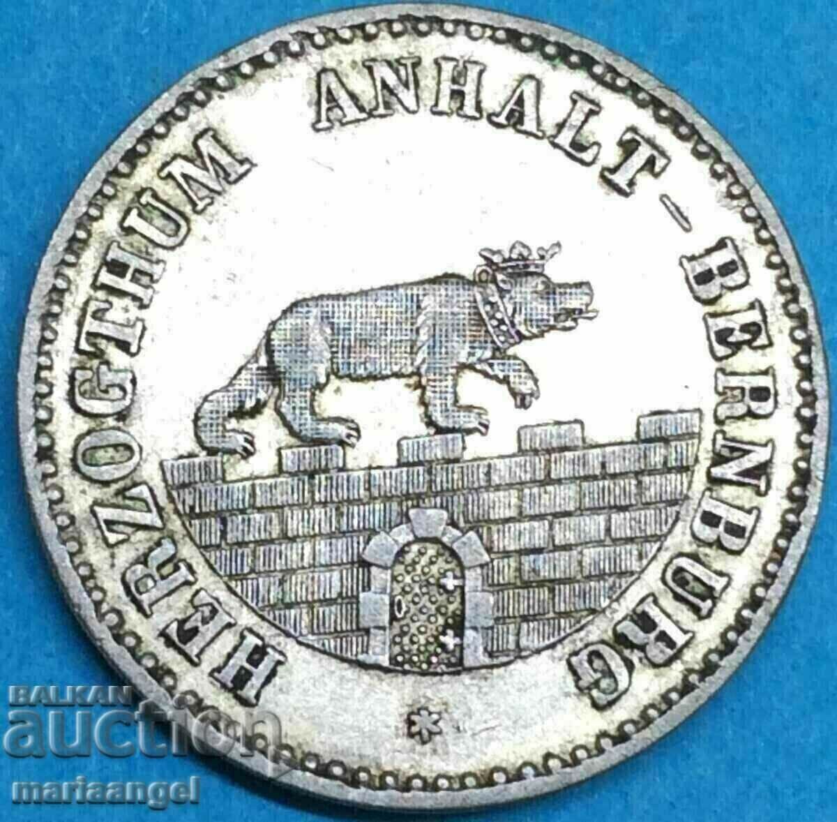 1/6 thaler 1854 Germany Anhalt-Bernburg 5.35g 23mm silver