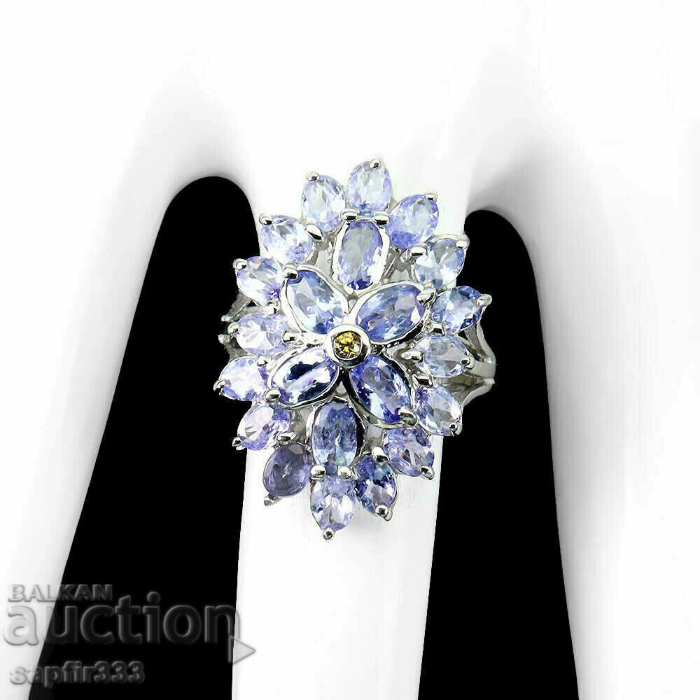Auction DESIGNER ELEGANT RING WITH NATURAL TANZANITES "SUN" Auction DESIGNER ELEGANT RING WITH NATURAL TANZANITES "SUN"