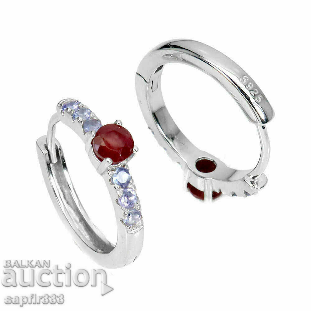 Auction  FINE EARRINGS RUBY AND TANZANITES