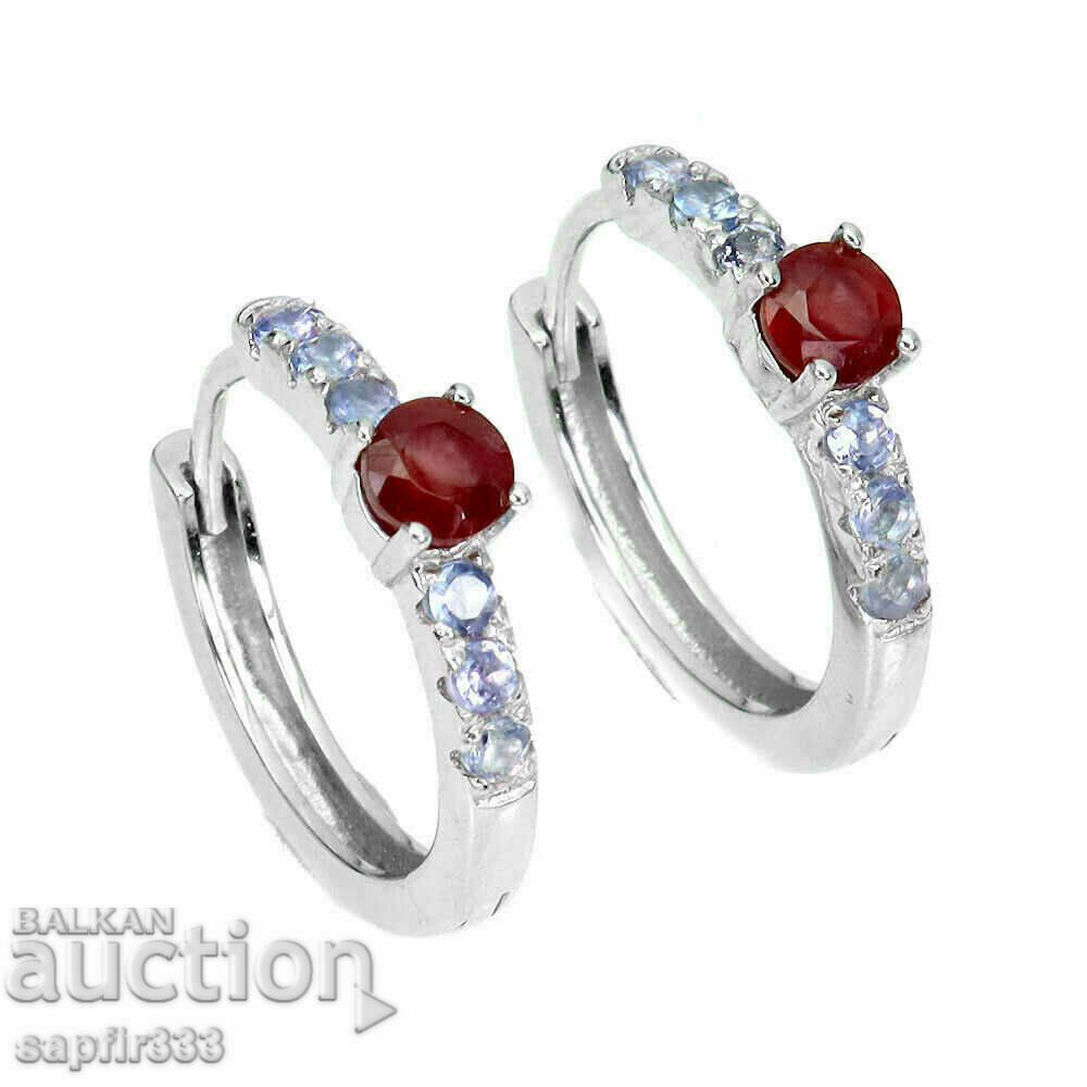 FINE EARRINGS RUBY AND TANZANITES