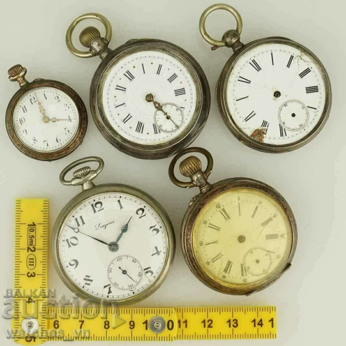 Lot 5 pcs. Silver pocket watches LONGINES Silver LONGINES!