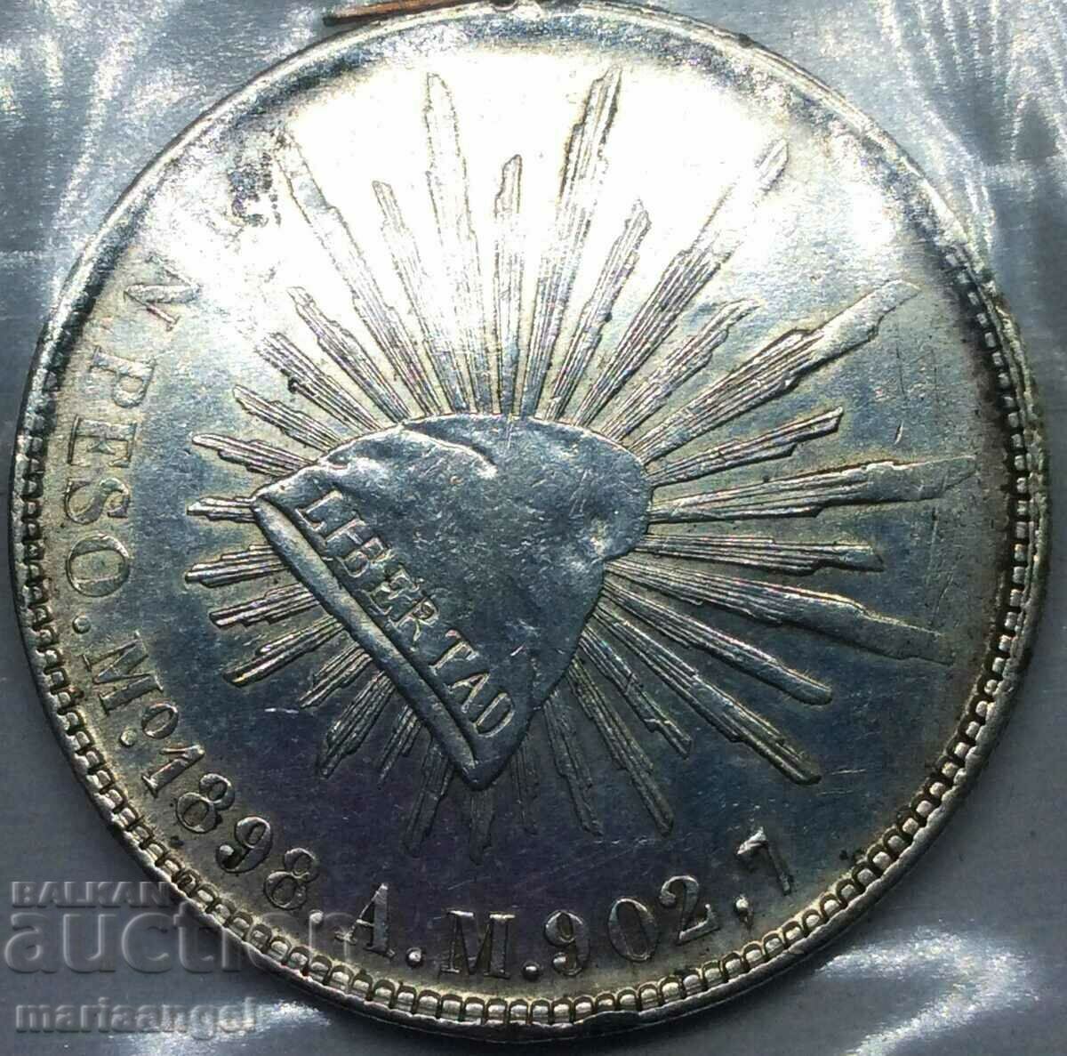 8 реала 1898 1 песо Мексико 25,95г 38мм сребро