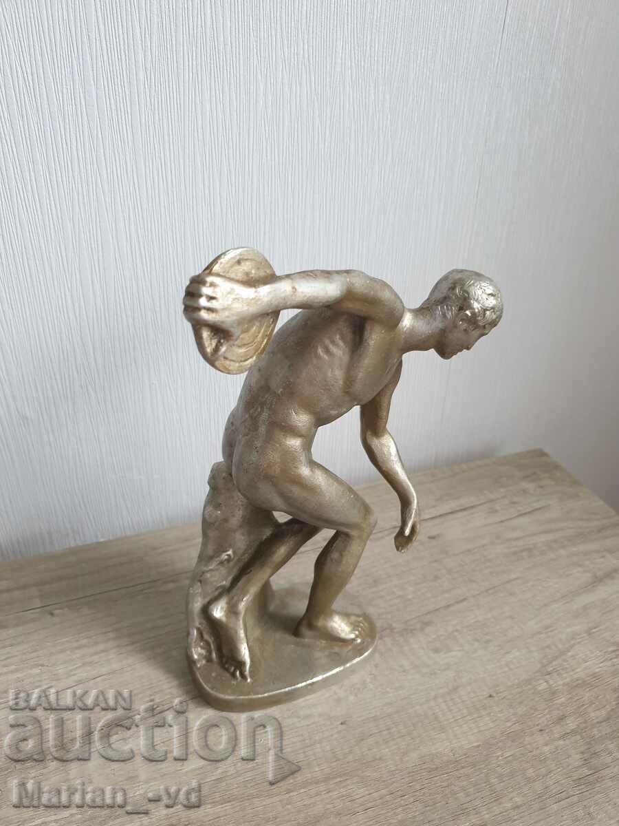 Auction  Old large aluminum figure of a discus thrower