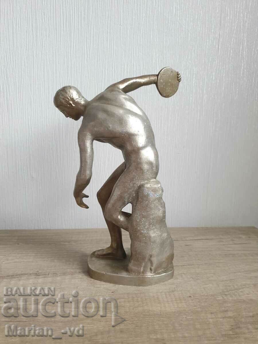 Old large aluminum figure of a discus thrower - 6