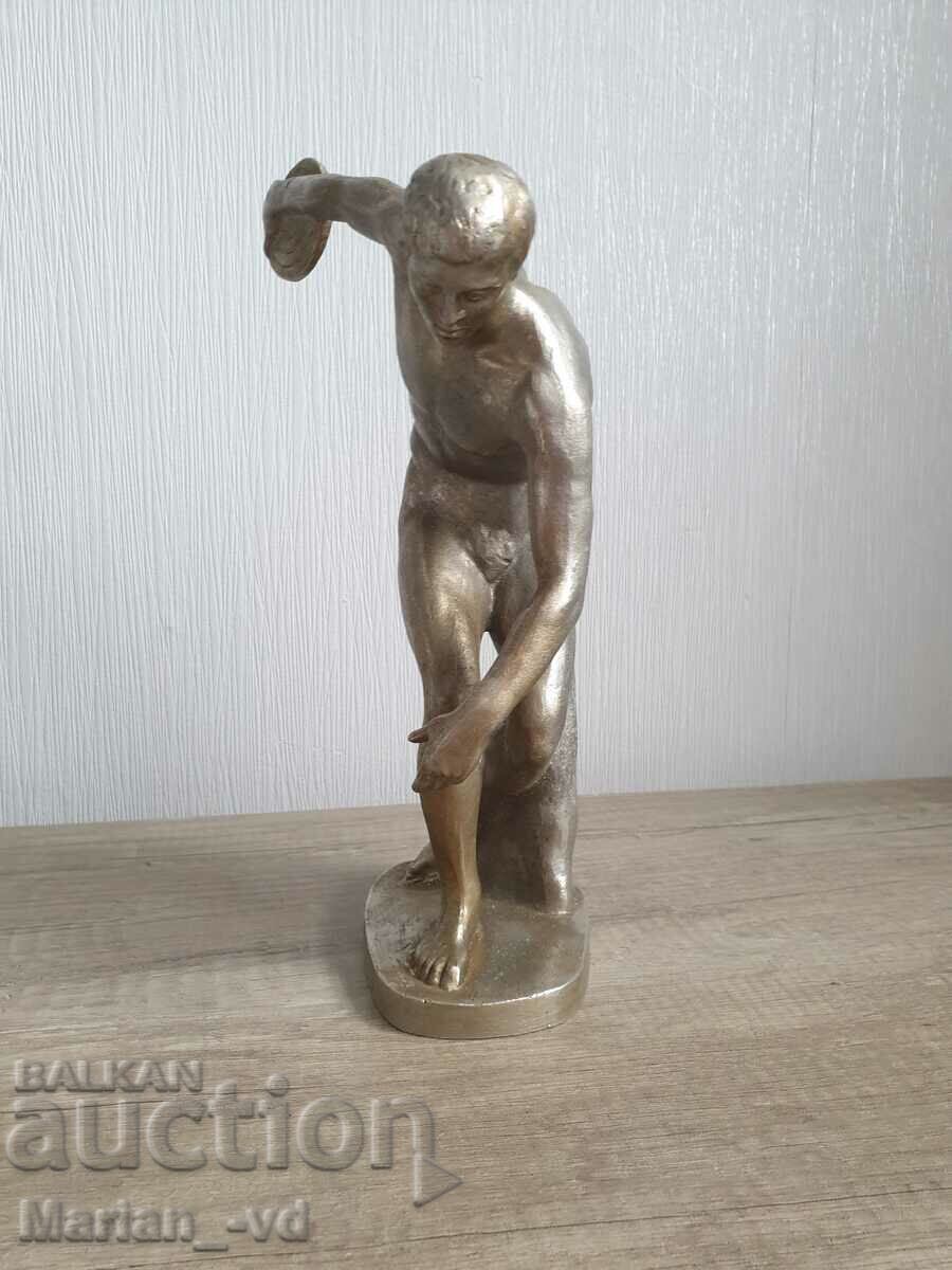 Old large aluminum figure of a discus thrower - 7