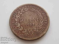σπάνιο νόμισμα Μαρτινίκα 50 εκατοστά 1922; Μαρτινίκα
