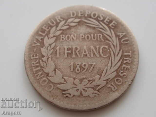 monedă rară Martinica 1 franc 1897; Martinica