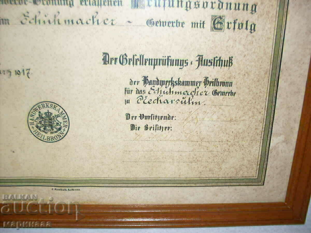 CERTIFICATE FOR PROF. TRAINING OF A SHOEMAKER. 1917 - 5 CERTIFICATE FOR PROF. TRAINING OF A SHOEMAKER. 1917 - 5