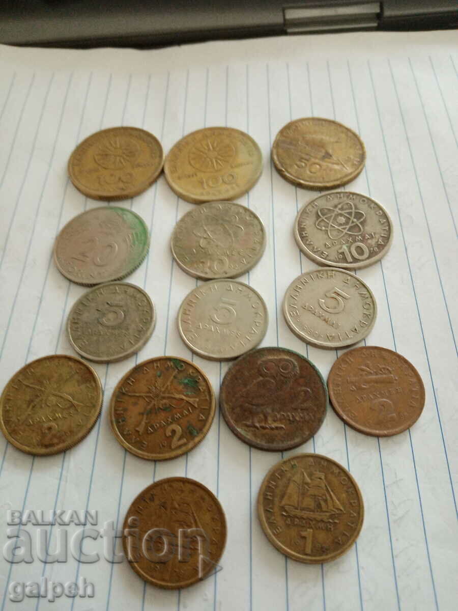 GREECE COINS - 15 PIECES - 2. 25 BGN.