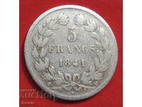 5 Franci 1841 W Franța Argint - Lille