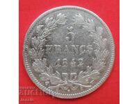 5 Franci 1842 W Franța Argint - Lille