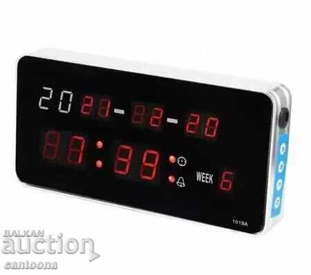 Ceas digital LED cu alarma, calendar, 1019A