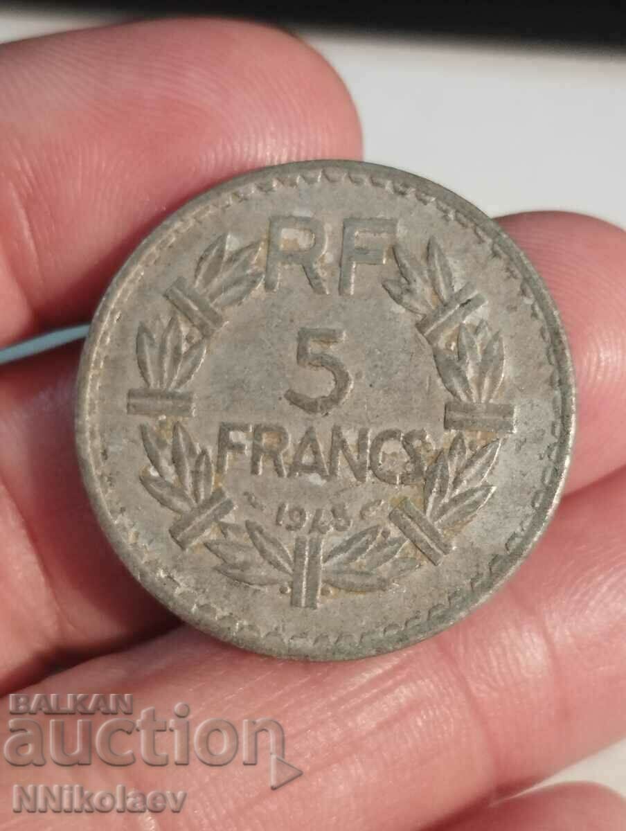 5 franci 1945 Franţa cu preț 2.50 BGN | € 1.28 5 franci 1945 Franţa cu preț 2.50 BGN | € 1.28