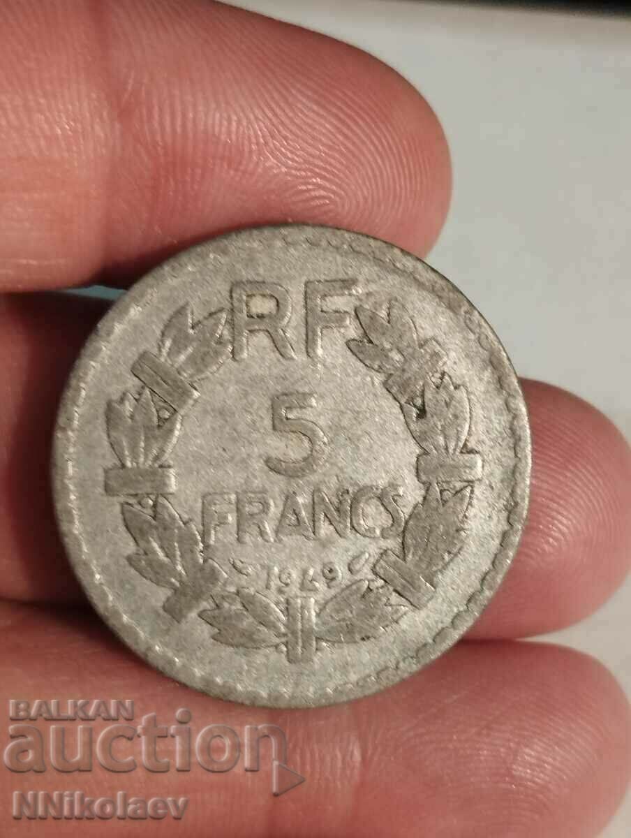 5 franci 1949 Franţa cu preț 2.50 BGN | € 1.28 5 franci 1949 Franţa cu preț 2.50 BGN | € 1.28