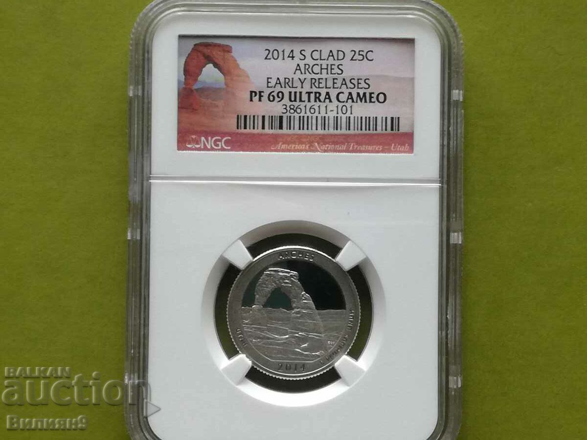 25 Cents 2014 "S" USA Proof Certified NGC - PF 69