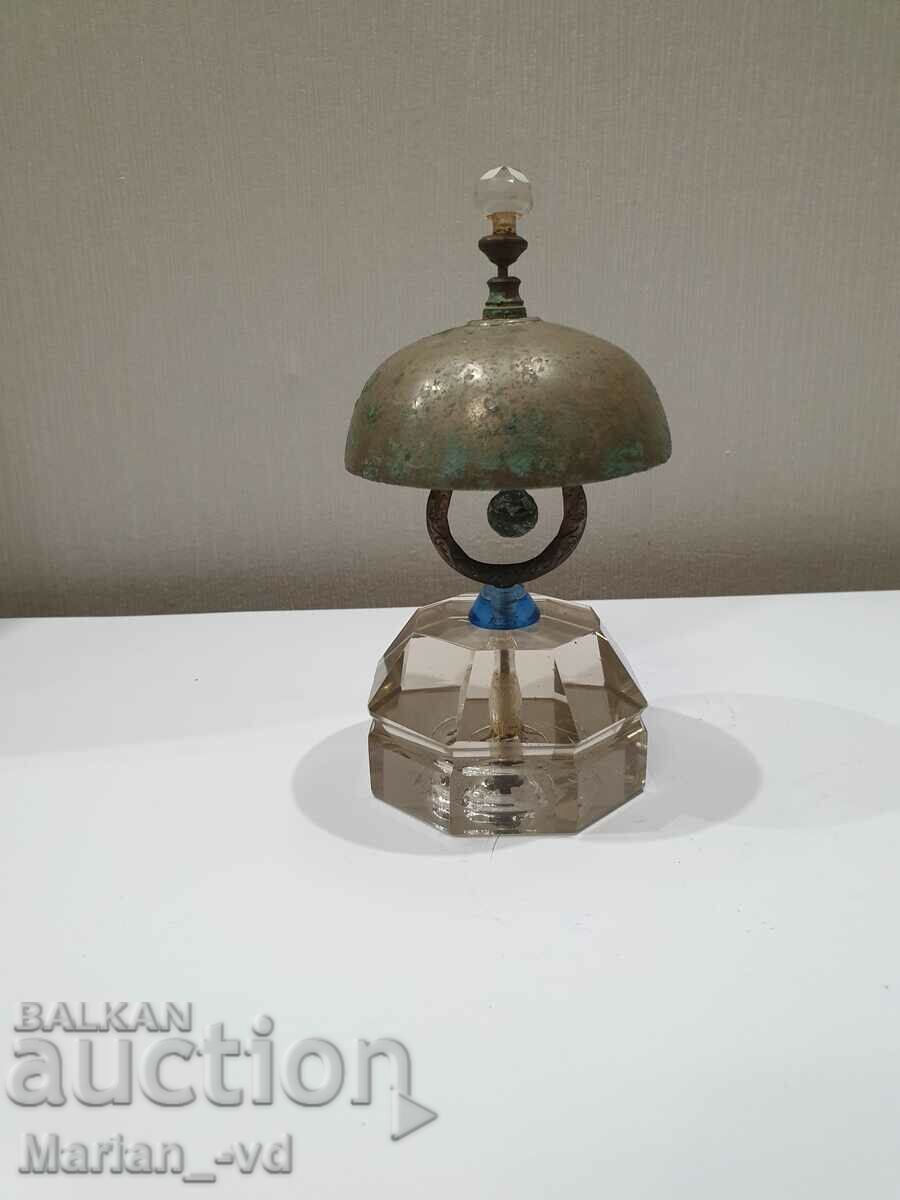 Old hotel bell with crystal base, 1920s - 5