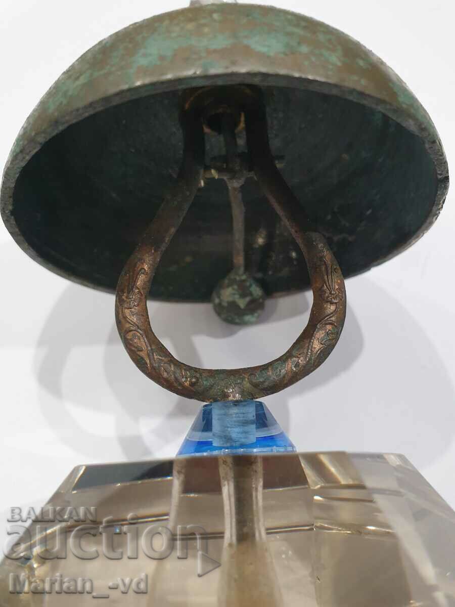 Old hotel bell with crystal base, 1920s - 7