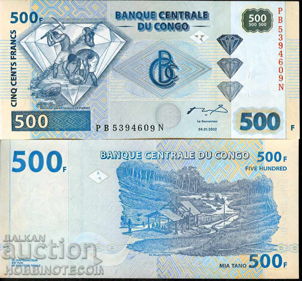 КОНГО CONGO 500 Франка емисия issue 2002 НОВА UNC