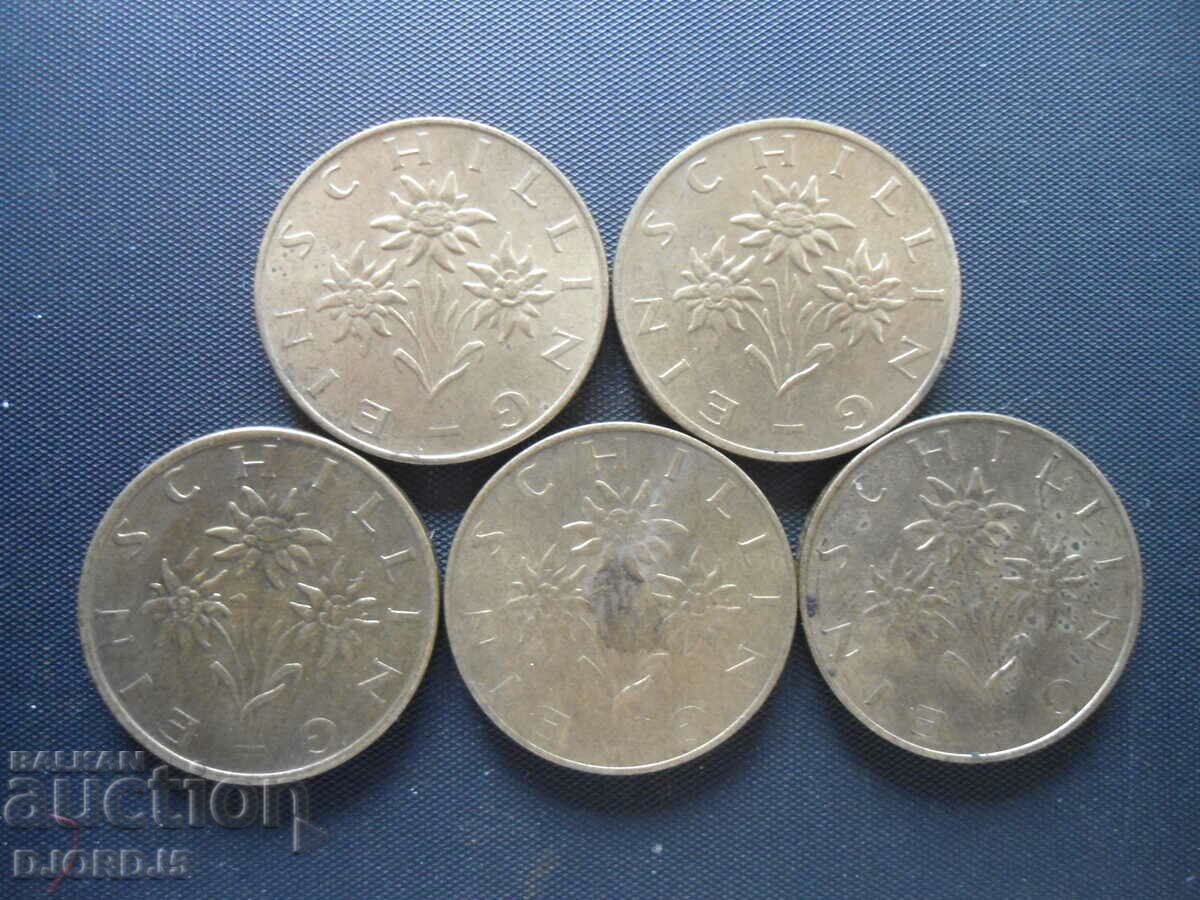 Delivery of 1 SCHILLING, Austria, 5 pieces Delivery of 1 SCHILLING, Austria, 5 pieces