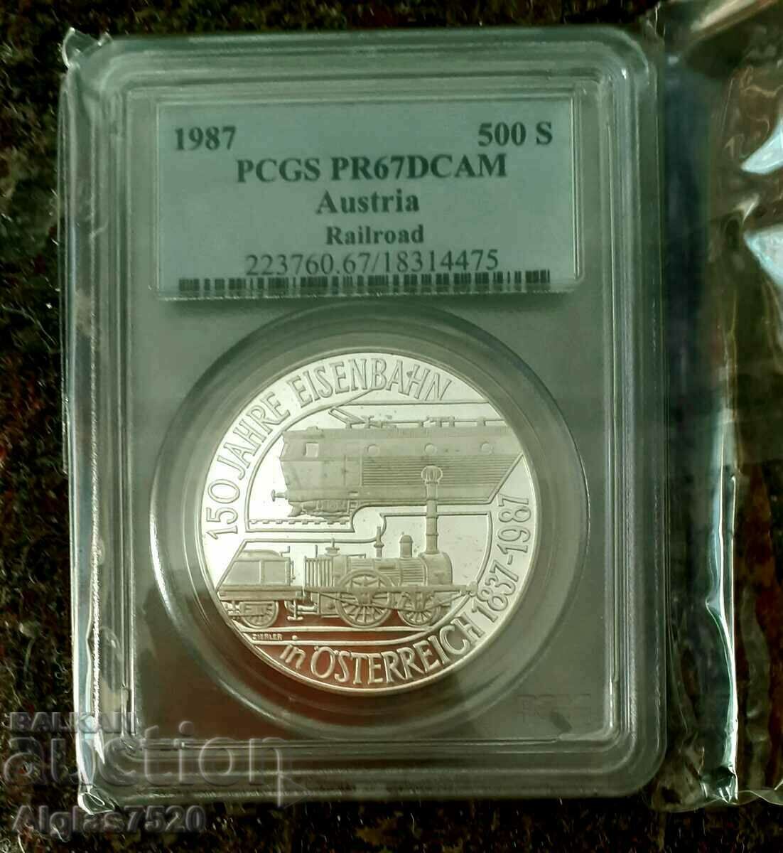 500 Shillings 1987/Silver/PR 67 Cameo-Austria