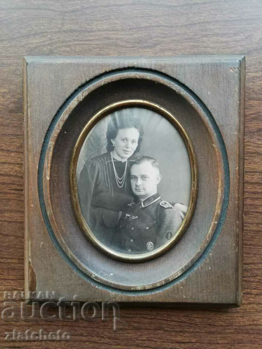 Foto veche din al doilea război mondial - ofițer german, înrămată