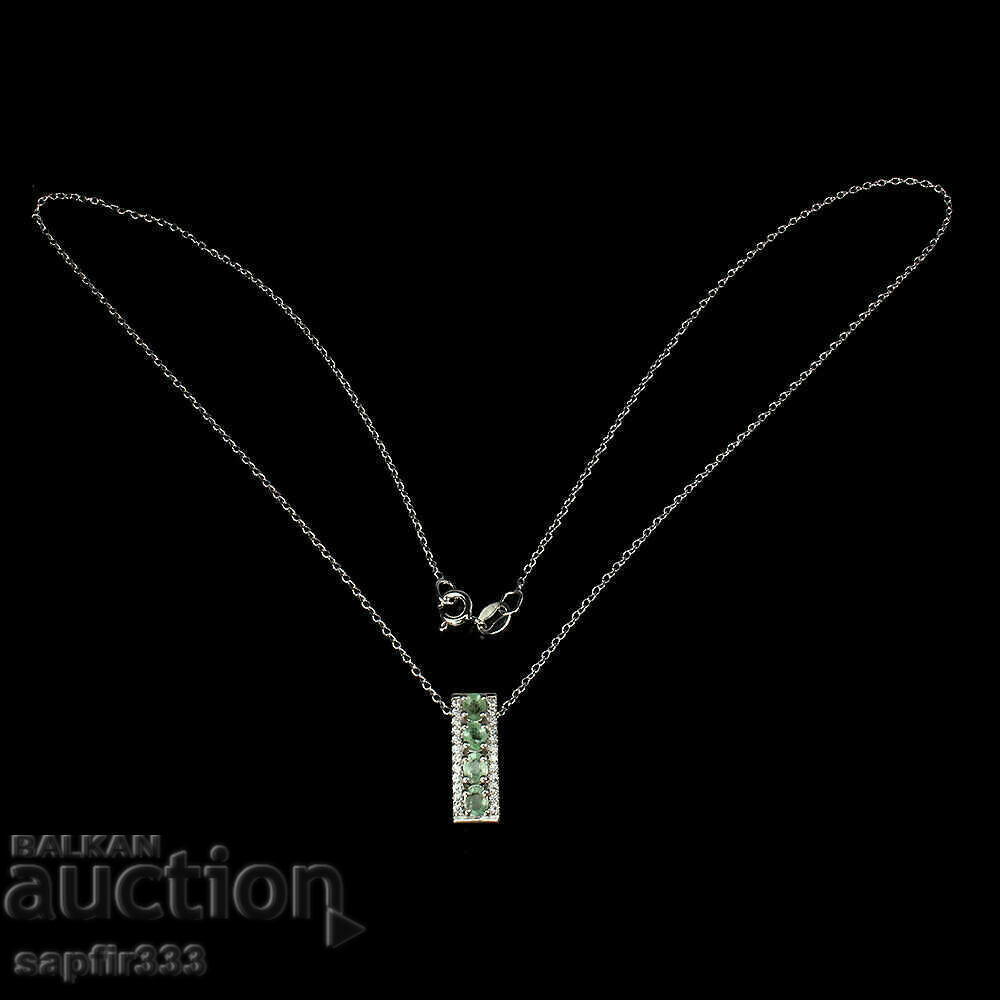 Auction EXCELLENT SILVER NECKLACE WITH NATURAL EMERALDS, ZIRCONIA UNISEX Auction EXCELLENT SILVER NECKLACE WITH NATURAL EMERALDS, ZIRCONIA UNISEX