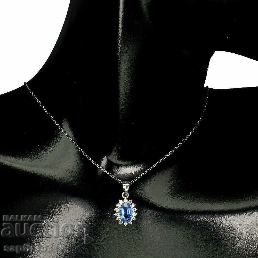 EXCELLENT SILVER NECKLACE WITH NATURAL KYANITE AND ZIRCONIA "SUN" with price 222.00 BGN | € 113.51 EXCELLENT SILVER NECKLACE WITH NATURAL KYANITE AND ZIRCONIA "SUN" with price 222.00 BGN | € 113.51