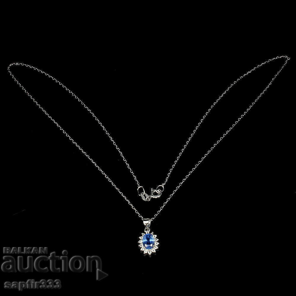 Auction EXCELLENT SILVER NECKLACE WITH NATURAL KYANITE AND ZIRCONIA "SUN" Auction EXCELLENT SILVER NECKLACE WITH NATURAL KYANITE AND ZIRCONIA "SUN"