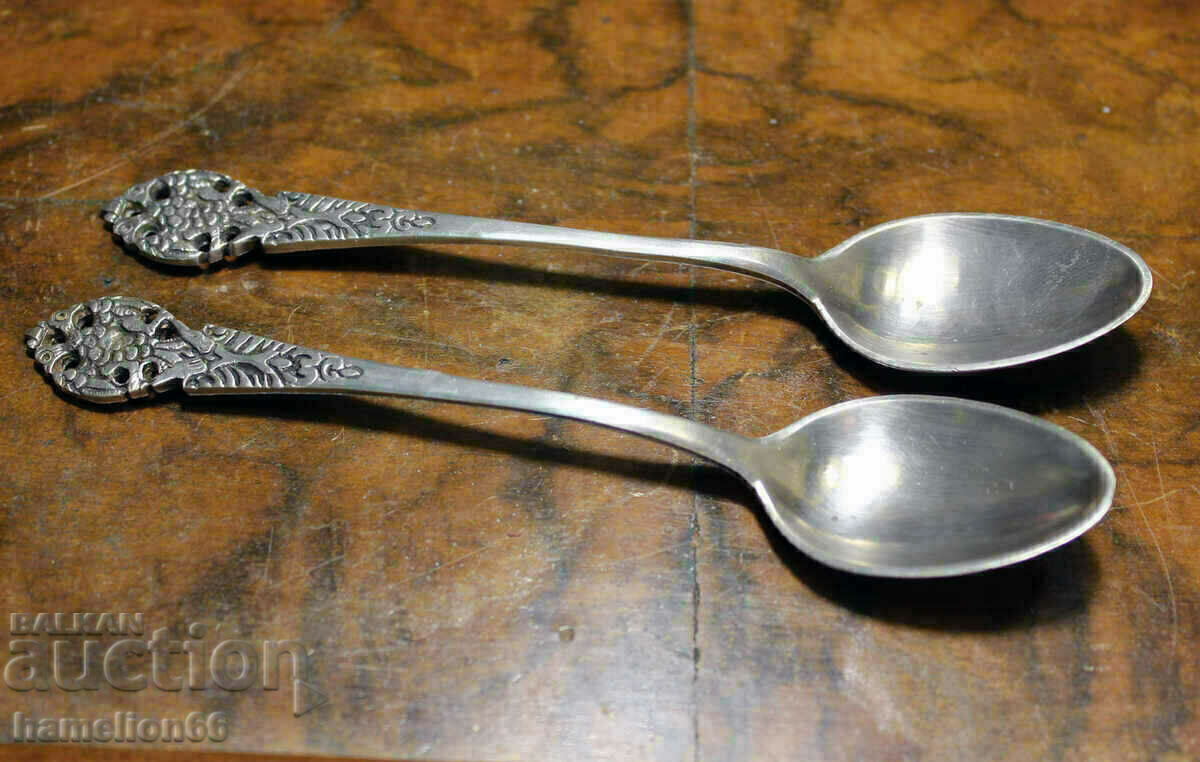 Ασημένια κουτάλια 2 τεμ. δικέφαλος αετός. - 6 Ασημένια κουτάλια 2 τεμ. δικέφαλος αετός. - 6