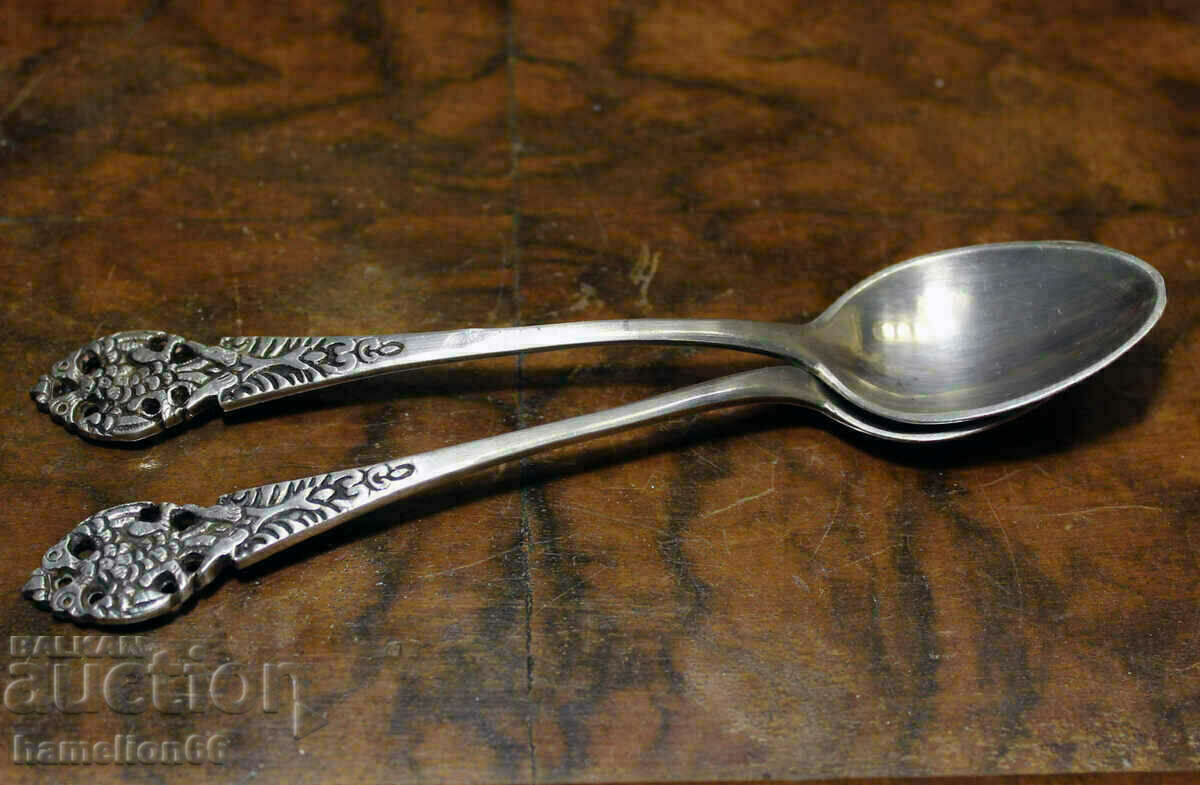 Silver spoons. 2 pcs. double-headed eagle.