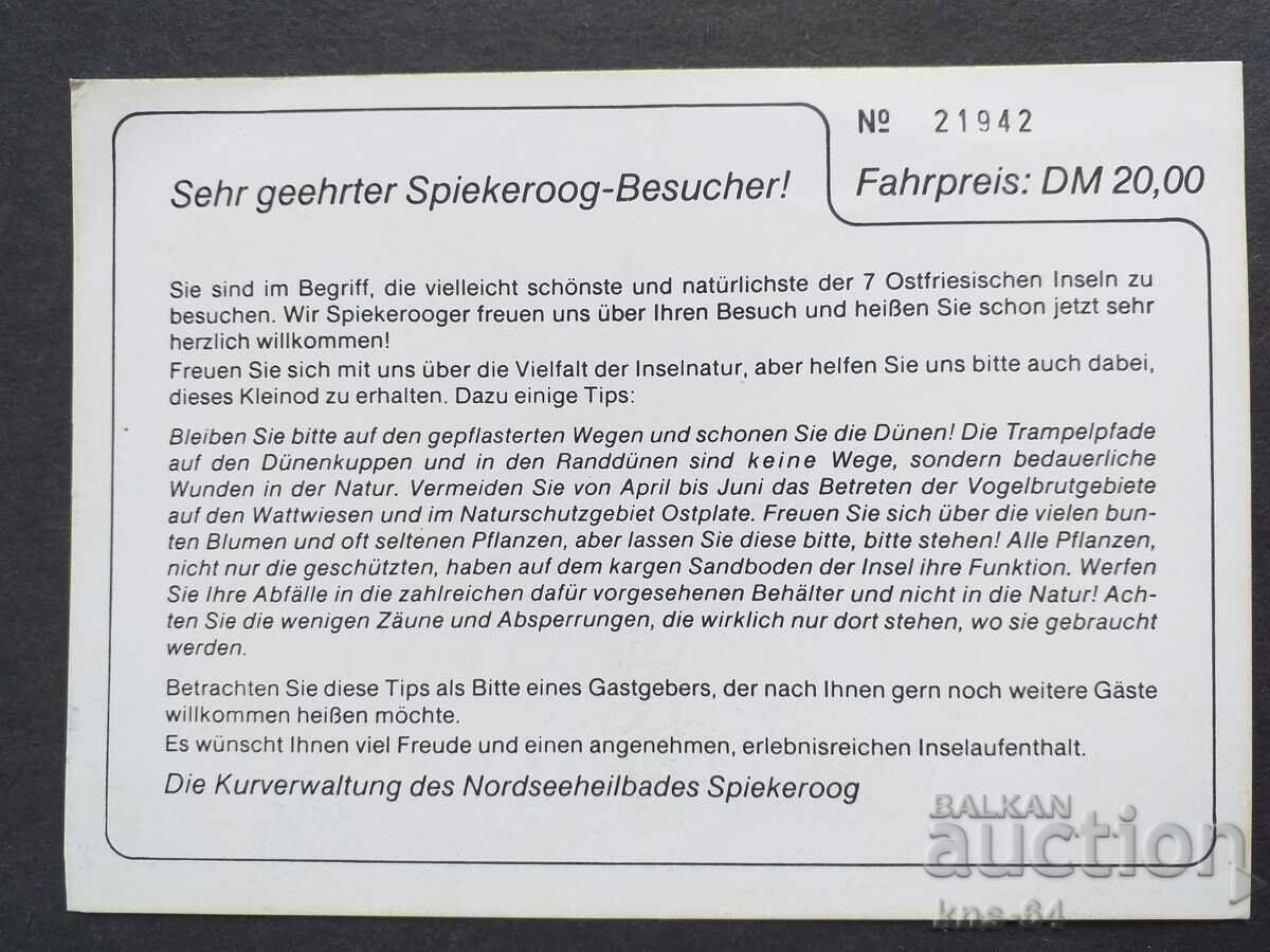 GFR - 1986. Bilet la Marea Nordului cu preț 2.50 BGN | € 1.28