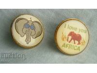 Elephant badge, Africa - 2 pieces
