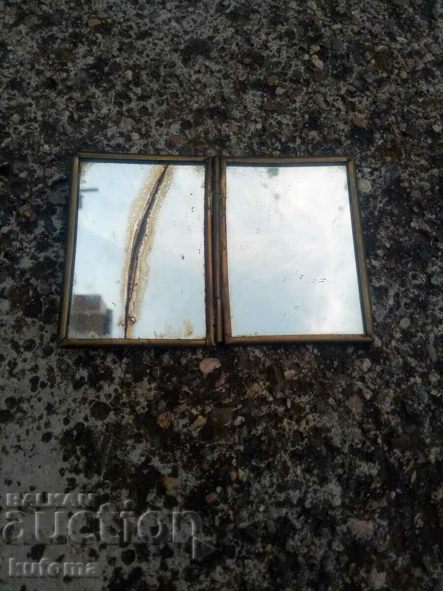 Auction Old bronze pocket mirror Auction Old bronze pocket mirror