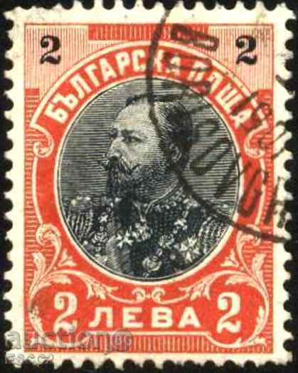Клеймована марка Редовни Княз Фердинанд 2 лева 1901 България